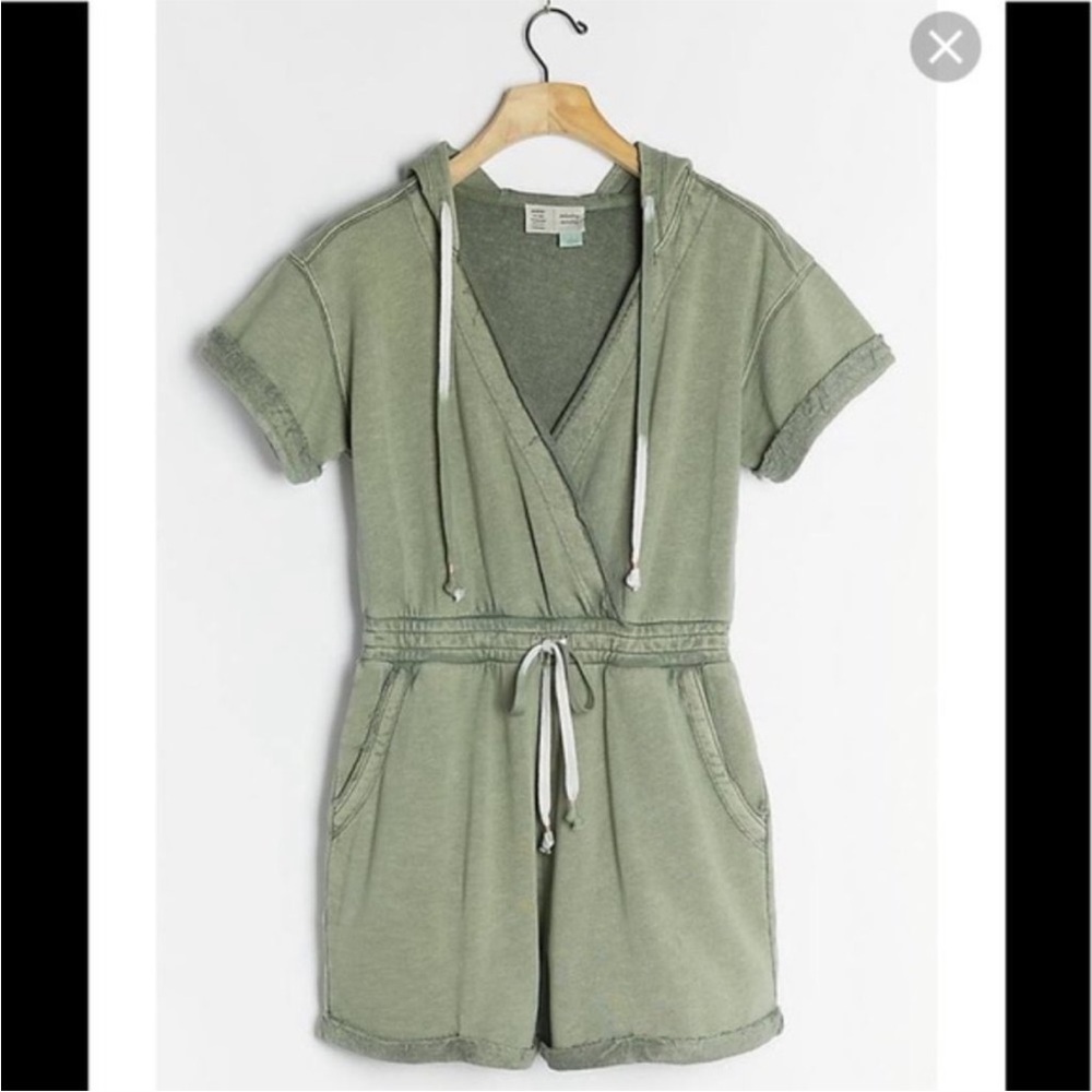 Anthropologie Saturday Sunday Kendall French Terry Hooded Romper Green Size XS